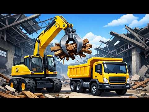 Warehouse Collapse! Brave Construction Trucks Save the Day Fast | Construction Vehicles Story