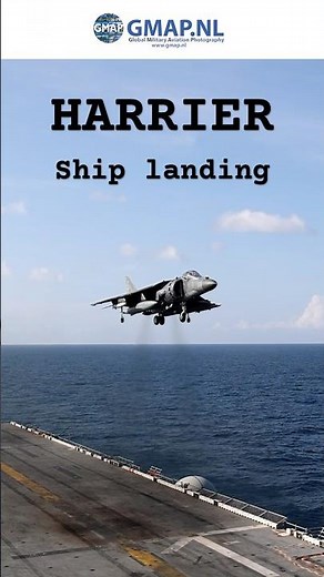 USMC Harrier jumpjet performing vertical landing on a ship #shorts #harrier #vessel #usmc