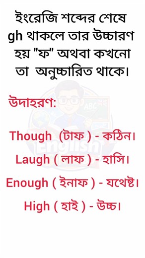 GH এর উচ্চারণ শিখো ১ মিনিটে 🔥 | English Speaking Easy Trick. #shorts #grammar