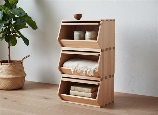 Rustic Wooden Storage Chest – Stackable Solid Wood Organizer - Etsy