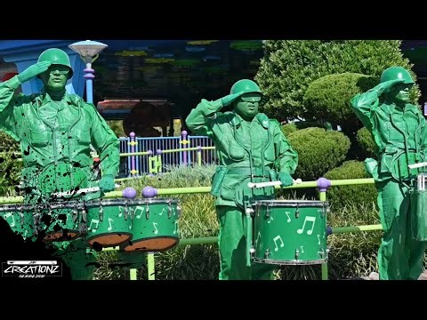 WDW Hollywood Studios GREEN ARMY DRUM CORPS Toy Story Land Soldiers HIGH ENERGY Drummers!