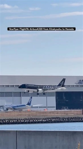 スターフライヤーエアバスA320、羽田空港に着陸。 Starflyer Airbus A320 landing at Haneda Airport #shortvideo #plane