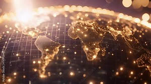 An image of a globe with interconnected nodes representing the global reach of the financial advisory services industry. The nodes are constantly exchanging data and utilizing