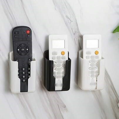 5pcs Plastic Wall Mounted Remote Control Holder For TV, Space Saving Storage Box For Air Conditioner Remotes, Self Adhesive Remote Holder No Drilling, Universal Remote Caddy For Living Room Bedroom, Organizer Tray For Multiple Remotes, Easy Access Remote Rack For Coffee Table, Multi Purpose Remote Storage For Home Theater, Must Have Gadget For Clutter Free Home | SHEIN