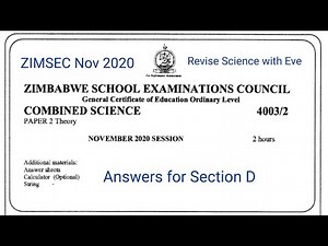 Zimsec November 2020, Combined Science Paper 2, Solutions for Section D / Physics section