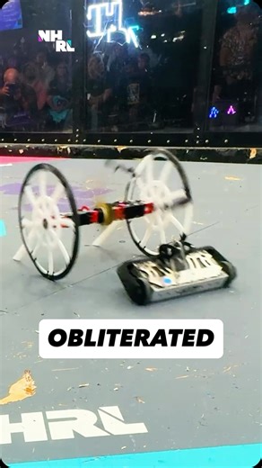 NHRL - Professional Robot Fighting League on Instagram: "Slam Plan lands a monstrous hit that sends Robo-Cat’s top plate and parts flying, forcing an immediate tap out at our Round 6 October 2025 event."