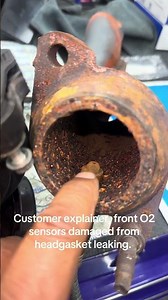 Customer explainer about rusty O2 sensors due to their felt head gasket ￼