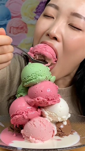 Giant Ice Cream Tower satisfying ASMR #asmr