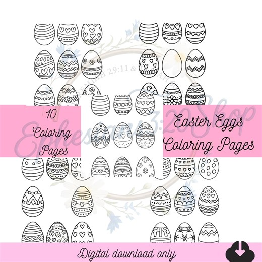 Multiple Easter Eggs Coloring Pages - Etsy