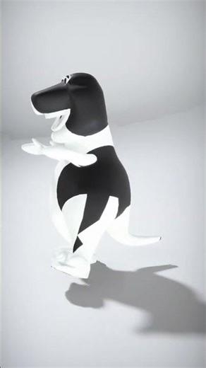 Cartoonish Bear Character with Black and White Design