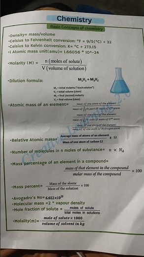 chemistry class 11 notes #some basic concepts of chemistry