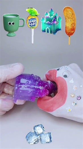 ASMR Convenient to eat two-dimensional snacks, children's food 🍦🍧🍰🍬 #snacks #candy #sweet #fun