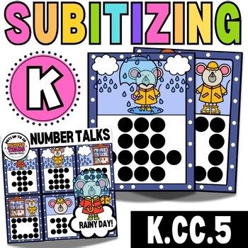 Kindergarten Subitizing Task Cards 1–20 | Spring Rainy Day Mouse Theme