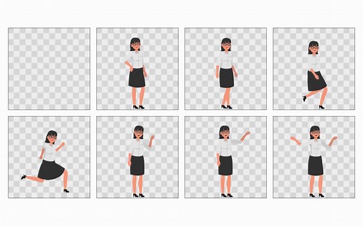 AE模板-有趣搞笑的2D扁平卡通人物角色动画素材包包含总共19种服装 21个动画 Character Animation Pack Vol.2