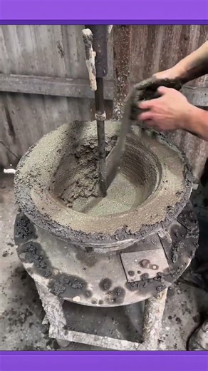 Making a cement bowl and using a mold on center axis to smooth its surface#CementCraft #DIYProject