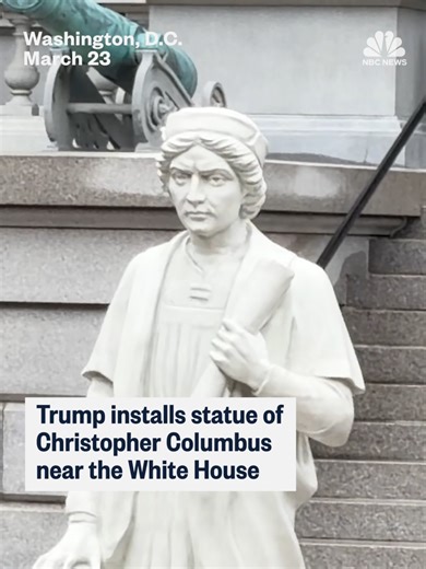 President Donald Trump has installed a statue of Christopher Columbus near White House. The statue is a replica of one that was tossed into Baltimore’s harbor in 2020 during Trump’s first term.