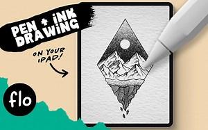 【Procreate】新手级教程 You Can Draw This in PROCREATE 手把手教你画水墨点风景插画绘制过程_哔哩哔哩_bilibili