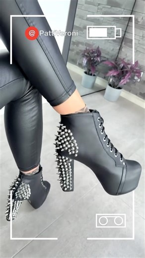 Black Studded Leather Boots 👠🖤 #highheel #boots #heels #shoes #heelsshoes #heel