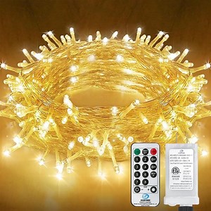 Fairy Lights Waterproof,220LED 82ft Fairy Lights Plug in,String Lights Main Powered with Remote Control,8 Mode Christmas Lights Indoor/Outdoor for Tree Wedding Party Room Decorations(Warm White) - Walmart.com