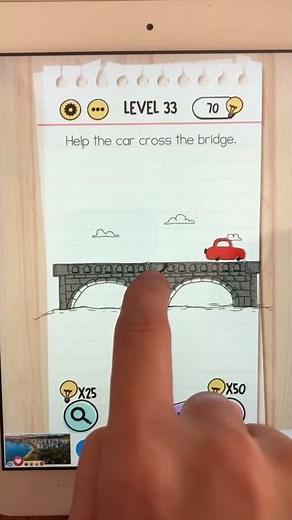 Brain Test Level 33 Help the car cross the bridge.