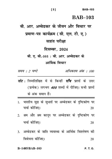 BAB - 103 December 2024 Question Paper
