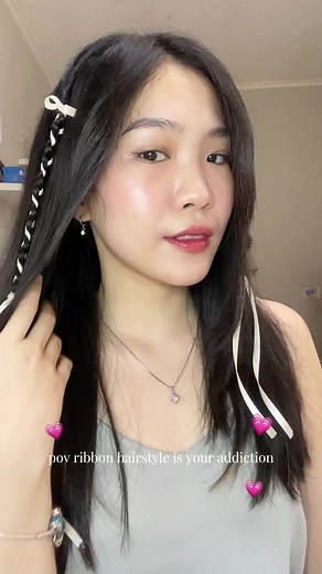 another easy tutorialll💗 #hairstyle #hairtutorial #ribbon #indonesia