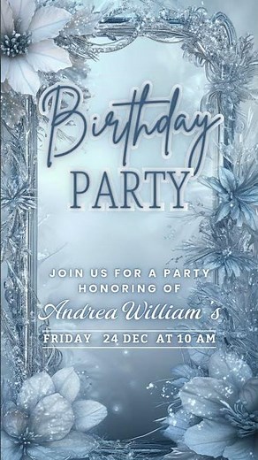 Trendy Blue Aesthetic Birthday Party Invitation • Animated Canva Video Evite