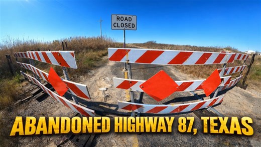 Abandoned highway and community with old gravestones in Texas