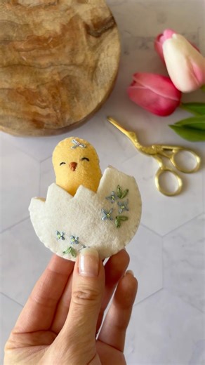 DIY poussin de Pâques, broderie sur la feutrine très simple à fabriquer #broderie #handbroidery #diy