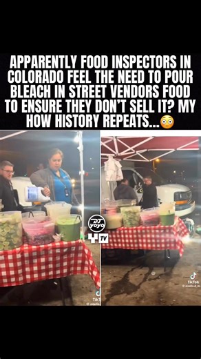 This went down yesterday (Nov 16, 2025) at a public event in Denver, Colorado, where a city health inspector dumped bleach into a Tacolorado food vendor's prep (think guac, pickled onions, limes—stuff that could've fed families). The vendor was supposedly cited for a violation (details fuzzy, like maybe no temp logs or permit hiccup during the event), but instead of just fining or shutting down, the inspector went full scorched-earth to render it inedible. | DjYoyo FromMiami