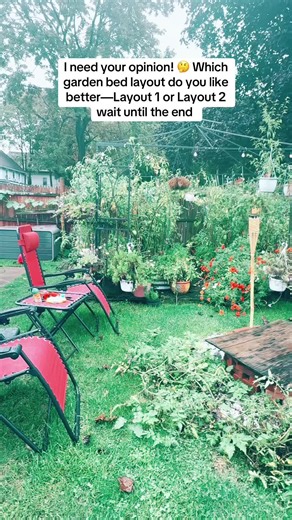 I’m reworking my garden space and can’t decide which setup works best. I’ve got an old gazebo where I added grow bags, plus two 4x8 raised metal beds. The only issue is sometimes it’s uncomfortable to reach the veggies 😅. Which layout do you think I should go with—1 or 2? Drop your thoughts below! 🌱✨ #GardenLayout #RaisedBeds #GrowBags #VegetableGarden #GardenDesign
