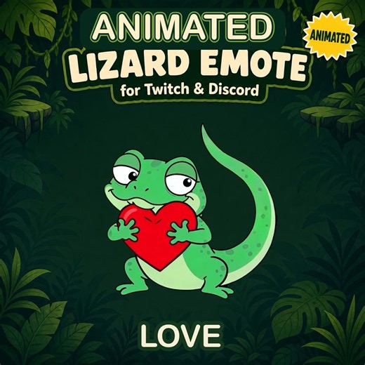 Animated Love Lizard Emote for Twitch and Discord | Derpy Gecko Heart GIF - Etsy