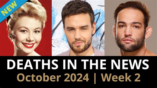 In this episode, we take a brief look at the most recent headline obituaries and touching condolences, including UFC fighter Guilherme Vasconcelos, One Direction singer Liam Payne, and “South Pacific” star Mitzi Gaynor, Canadiens de Montréal five-time Stanley Cup champion Don Marshall, Law & Order actor Ed Wheeler, and “Dark Shadows” actor John Lasell. | Legacy.com
