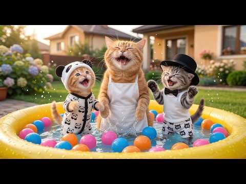 Kittens vs Water Beads! Cute Cat Family Morning Adventure