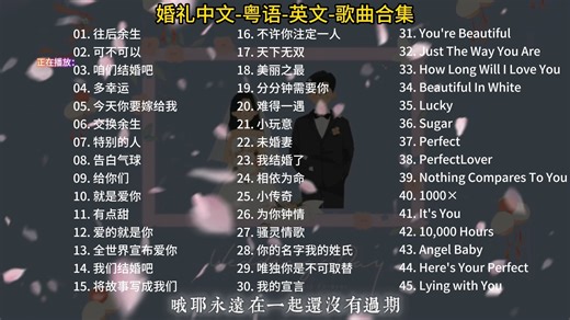 【婚礼歌曲合集】因为你，我才想结婚，中文粤语英文婚礼歌单_哔哩哔哩_bilibili