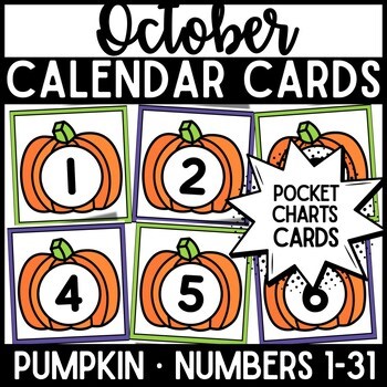 October Monthly Pumpkin Pocket Chart Calendar Cards | Numbers 1–31