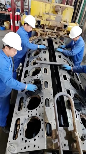 Thoroughly degreasing and cleaning the cylinder block surfaces. Every micron counts in a major engine overhaul.⚙️🛠️ #caterpillar #thegasengine #engineblock #overhaul #viralreels | The Gas Engine