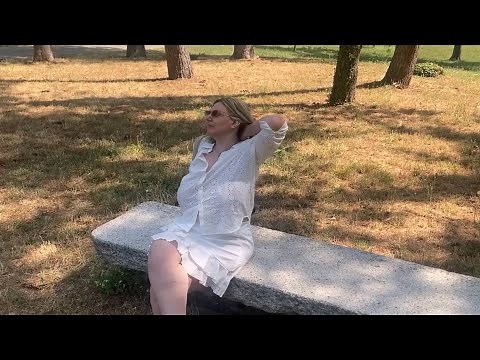✨ Braless in Total White 🤍 – Soft Curves & Sunshine in a White Blouse and Skirt ☀️