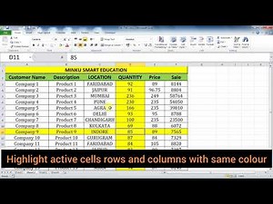 How To Auto Highlight Row Column of Active Cell in Excel Hindi
