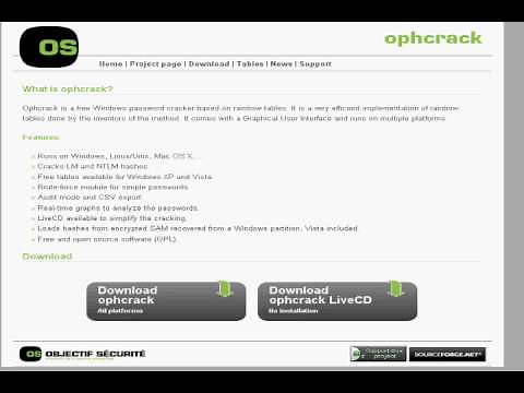 Installing Ophcrack live CD (Not how to use it!)