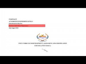 Level 5 Automotive Engineering Perform Vehicle Basic Maintenance Cdacc Past Paper July 2024