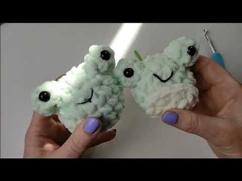 How to Crochet Plush Frog Chunky Amigurumi Slowly for Beginners. No Amigurumi Ring. Easy Tutorial.