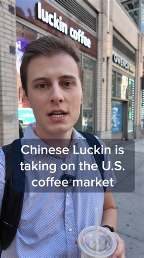 China's largest coffee chain is taking on the U.S. Luckin Coffee, which unseated Starbucks as the top chain in China, is now making a big play in America. As of mid-September, Luckin has opened 5 locations in New York City. Find the full report: cnb.cx/4pwl1m0 | CNBC