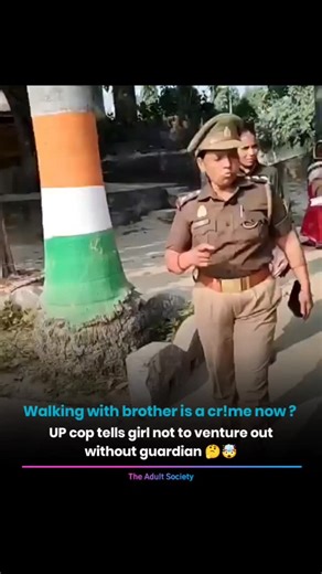 THE ADULT SOCIETY on Instagram: "Yes, this looks like clear harassmènt and moral policing gone too far. In Mau district, Uttar Pradesh, a female police inspector stopped a brother and his two sisters visiting Shitla Mata Temple, mistaking them for a couple. She interrogated them on the spot, called their family to verify the relationship, and even after confirmation, told them to always bring a guardian next time. Journalist Sachin Gupta shared the video, pointing out the officer's collar mic an