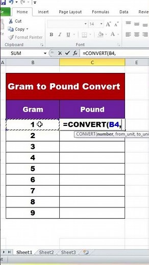 Convert Grams to Pounds in Excel | Step-by-Step Guide#excel #shorts