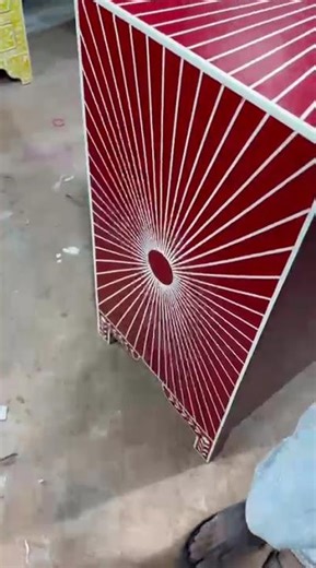 Red sunburst pattern cabinet with storage #opulentinteriors #interiordesign #luxury homes