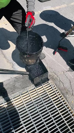 Repairing asphalt against asphalt. Mastic One has so many uses! #crafco #mastic_one #mastic #cracksealing #asphalt #pavement #cardi #hotshit #fyp #blackgold