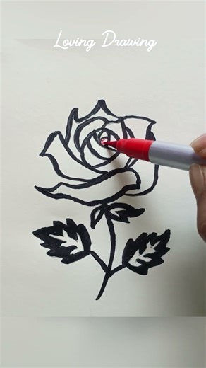easy rose flower drawing 🌹 #artvideo #roseflower #drawing #coloring #redrose #art