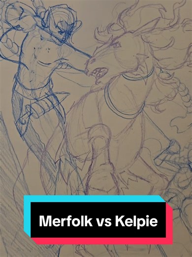 very excited to take this to bigger paper and amp up that Kelpie design. #sketch #oc #mermaid #merman #comic