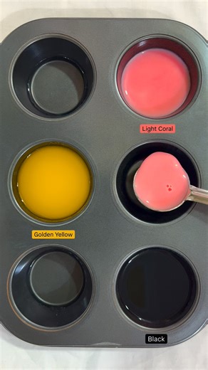 Guess the Color | Black + golden yellow + light coral #colormixing #amazing